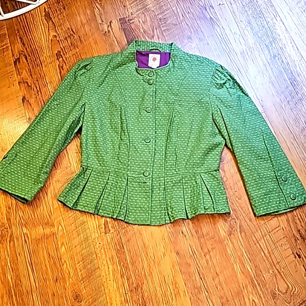Anthropologie Green Textured Blazer